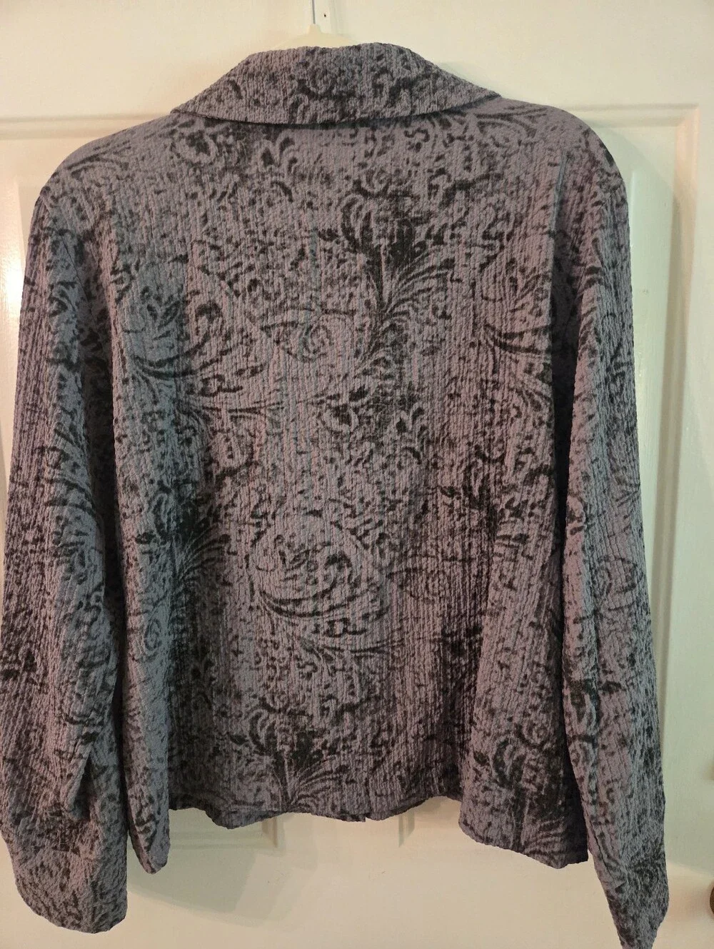 Habitat Womens Button Front Jacket Medium Crinkle Textured Gray Casual Lagenlook - Picture 5 of 8